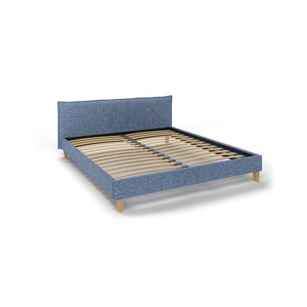 Zila mīksta divvietīga gulta ar režģi 160x200 cm Tina – Ropez