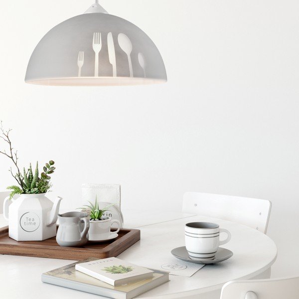 Pelēka piekaramā lampa ar stikla abažūru ø 30 cm Apetite – LAMKUR-image-1