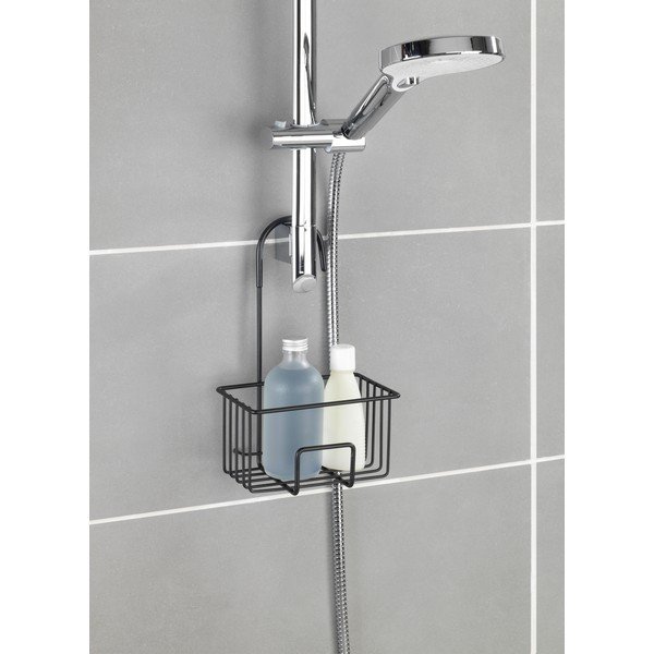 Melns nerūsējošā tērauda piekarināms vannas istabas plaukts Milito – Wenko-image-3