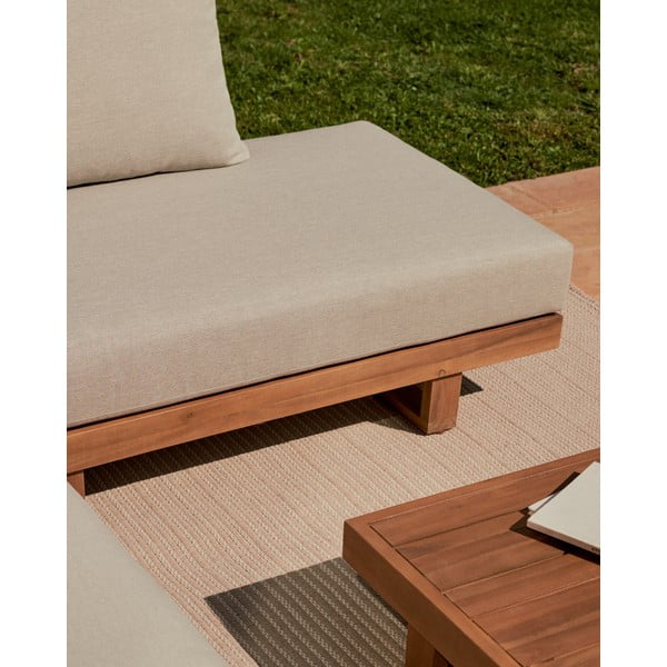 Krēmkrāsas/dabīga toņa akācijas masīvkoka dārza atpūtas komplekts 5 personām Raco – Kave Home-image-4