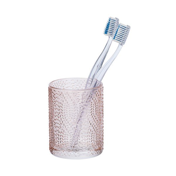 Gaiši rozā stikla trauks zobu birstei Wenko Vetro-image-1