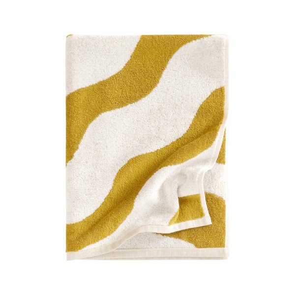 Dzeltens/krēmkrāsas kokvilnas dvielis 50x70 cm Waves – Jotex
