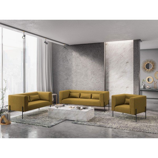 Dzeltens divvietīgs dīvāns Milo Casa Nina, 142 cm-image-1