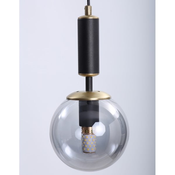 Melna/pelēka piekaramā lampa ar stikla abažūru ø 15 cm Hector – Squid Lighting-image-1