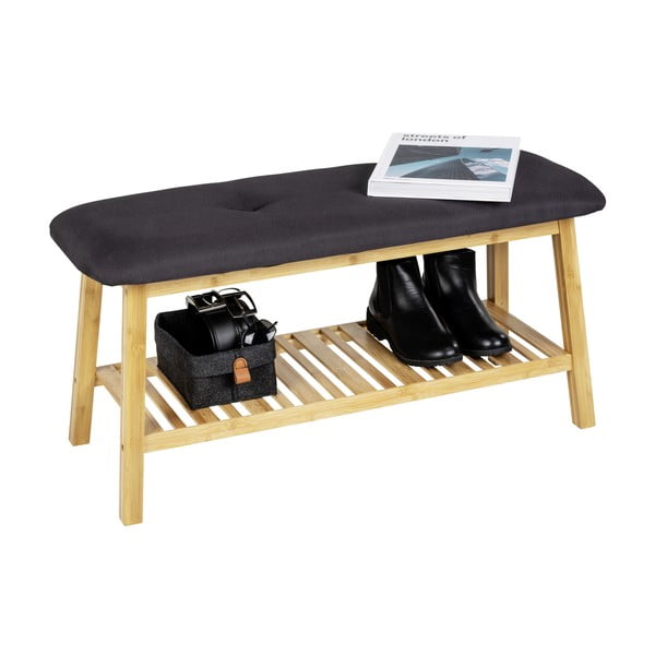 Melns/dabīga toņa bambusa apavu statīvs ar soliņu Ecori – Wenko-image-4