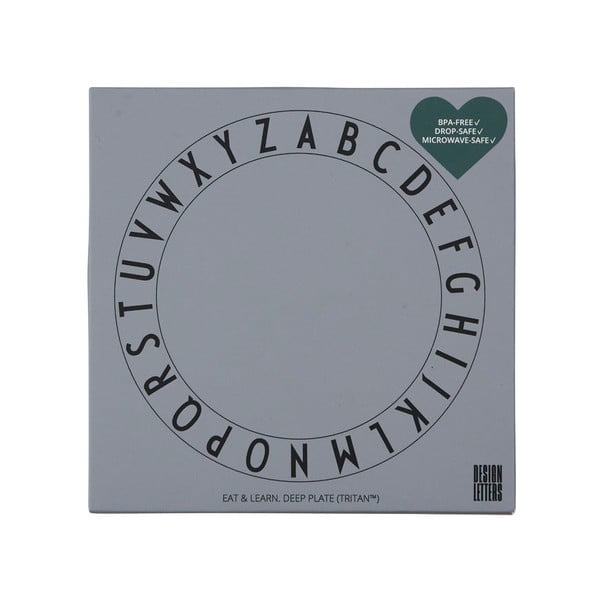 Pelēks bērnu dziļais šķīvis Design Letters Eat & Learn, ø 15,5 cm-image-2