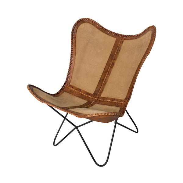 Brūns ādas atpūtas krēsls Butterfly – Antic Line
