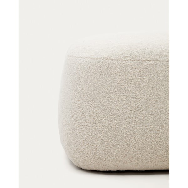 Krēmkrāsas pufs no buklē auduma Martina – Kave Home-image-3