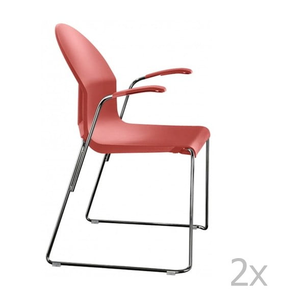 2 sarkanu ēdamistabas krēslu komplekts ar atzveltnēm Magis Aida