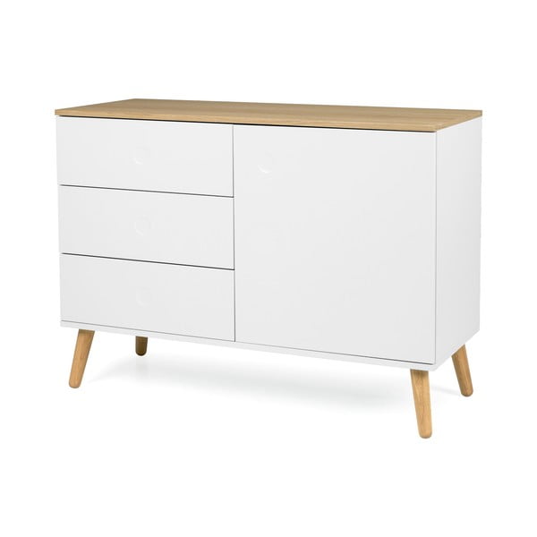 Balta zema kumode ar ozolkoka imitāciju 109x79 cm Dot – Tenzo-image-2