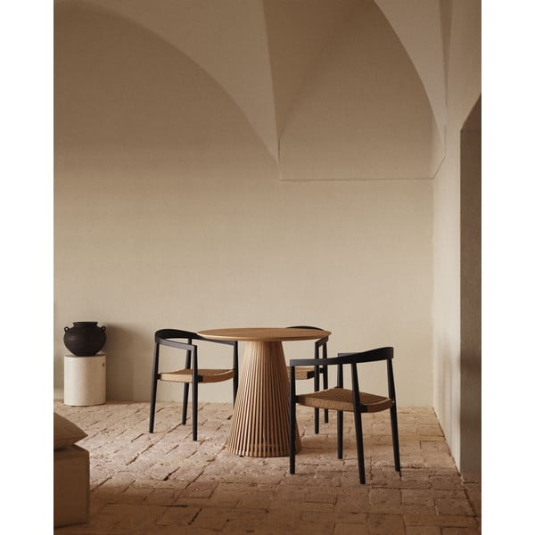 Dabīga toņa tīkkoka masīvkoka apaļš ēdamgalds ø 90 cm Jeanette – Kave Home-image-1