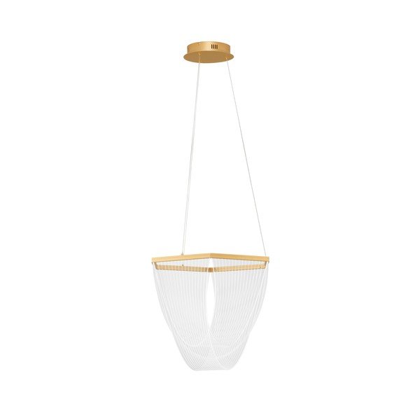 Zelta krāsas alumīnija LED piekaramā lampa ar regulējamu spilgtumu ar akrila stikla abažūru ø 52 cm Valentin – Nova Luce