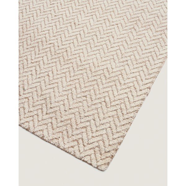 Krēmkrāsas ar rokām darināts vilnas paklājs 200x300 cm Calira – Kave Home-image-4