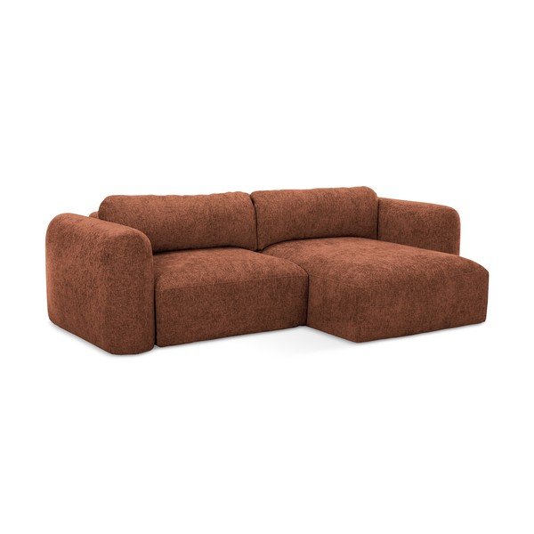 Terakotas oranžs salokāms stūra dīvāns no šenila auduma ar uzglabāšanas vietu (ar labo stūri/ar zvilni) Mele – Makamii-image-2