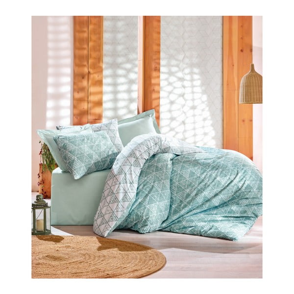 Kokvilnas gultasveļas komplekts divguļamai gultai ar palagu Zorita, 200 x 220 cm