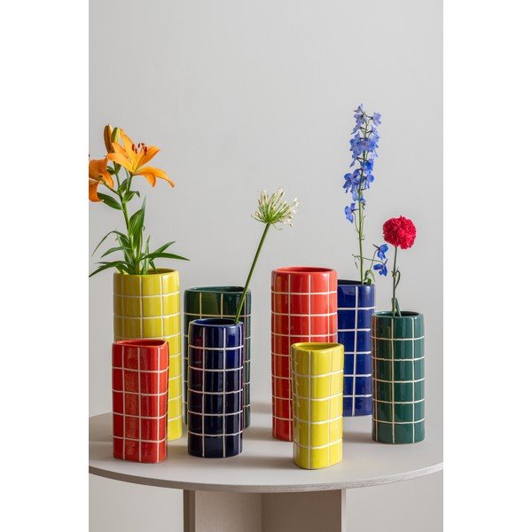 Tumši zaļa keramikas vāze (augstums 30 cm) Retro Tiles – PT LIVING-image-1