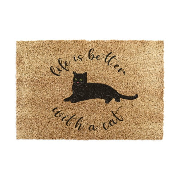 Kokosšķiedras kājslauķis 40x60 cm Life Is Better With a Cat – Artsy Doormats