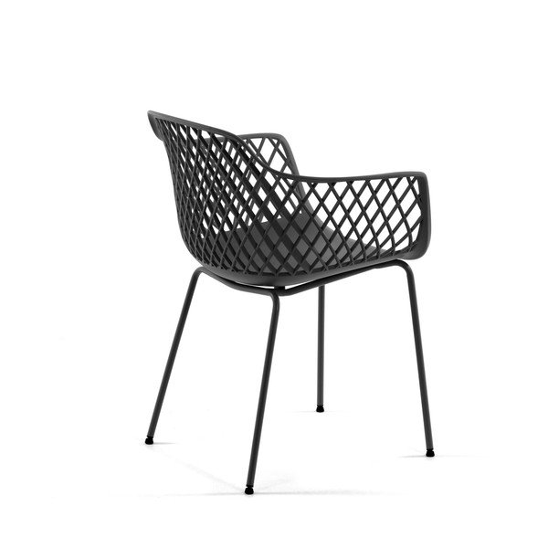 Tumši pelēks metāla dārza krēsls Quinn – Kave Home-image-1