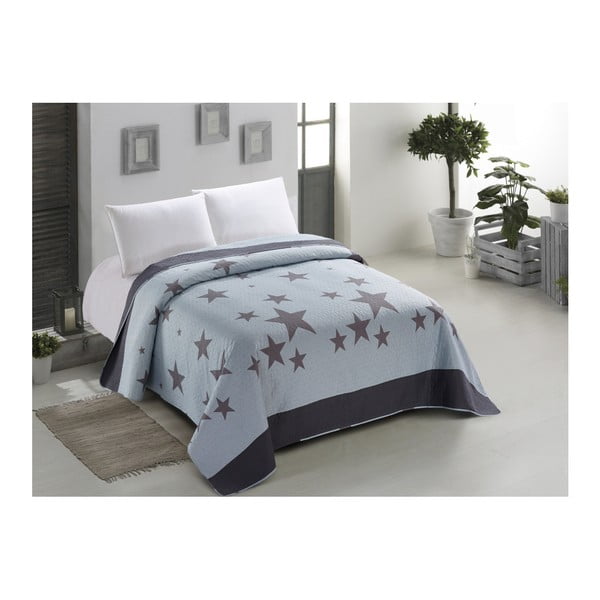 AmeliaHome Star Dark divguļamās gultas pārklājs, gaiši zils, 200 x 220 cm