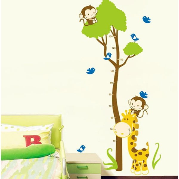 Durvju/sienas bērnu uzlīme ar mērlentes motīvu 40x150 cm Tree and Monkey – Ambiance