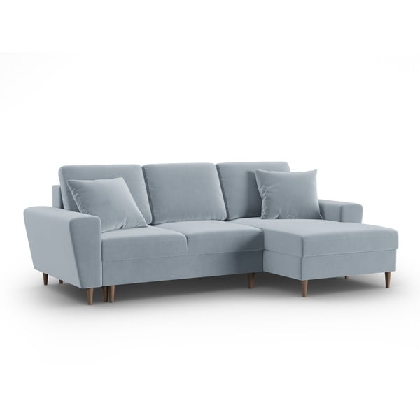 Gaiši zils samta salokāms stūra dīvāns ar uzglabāšanas vietu (ar labo stūri/ar zvilni) Kyoto – Cosmopolitan Design-image-4