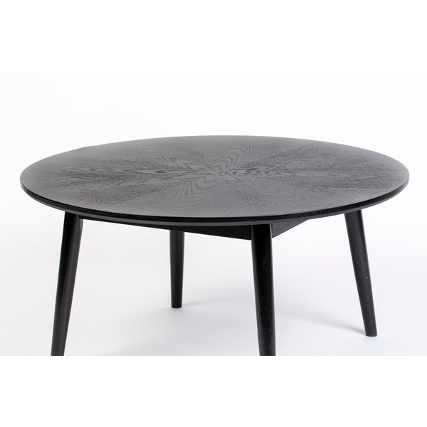 Melns apaļš žurnālgaldiņš ar ozolkoka imitāciju ø 80 cm Fabio – White Label-image-3