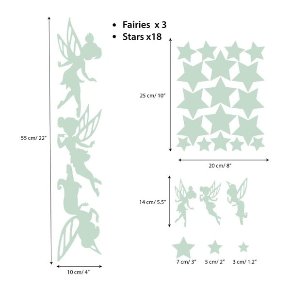 Sienas uzlīmju komplekts bērniem Ambiance Fairies and Stars-image-2