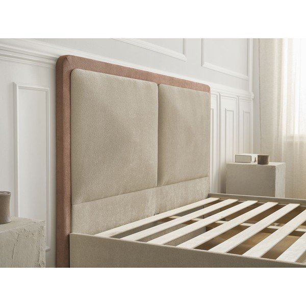 Dūmakaini rozā polsterēta polsterēta divvietīga gulta ar redelēm 160x200 cm Mara – Bobochic Paris-image-4