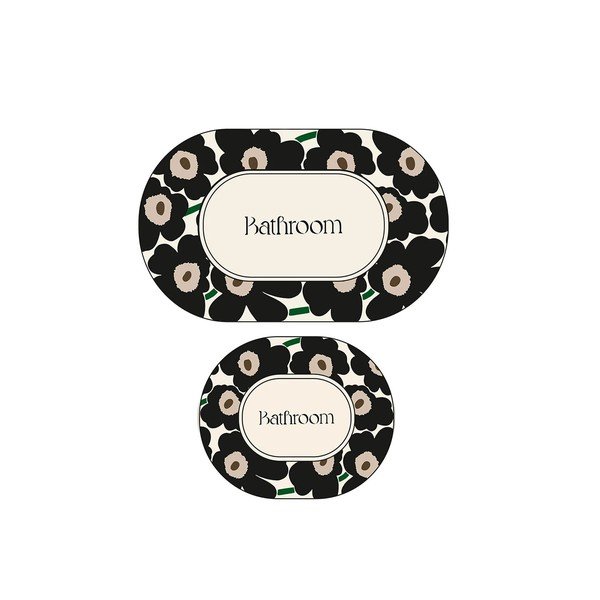 Melni/bēši vannas istabas paklājiņi (2 gab.) 60x100 cm Oweld – Foutastic