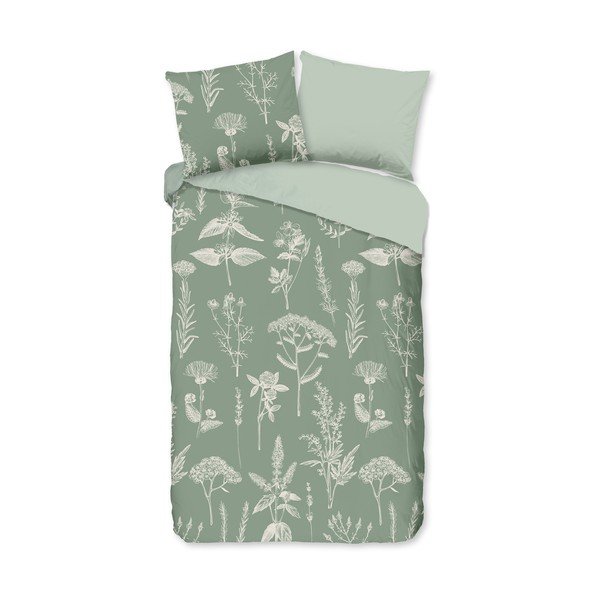 Salvijas zaļa vienguļamā/īpaši gara flaneļa gultas veļa 140x220 cm Herbs – Good Morning
