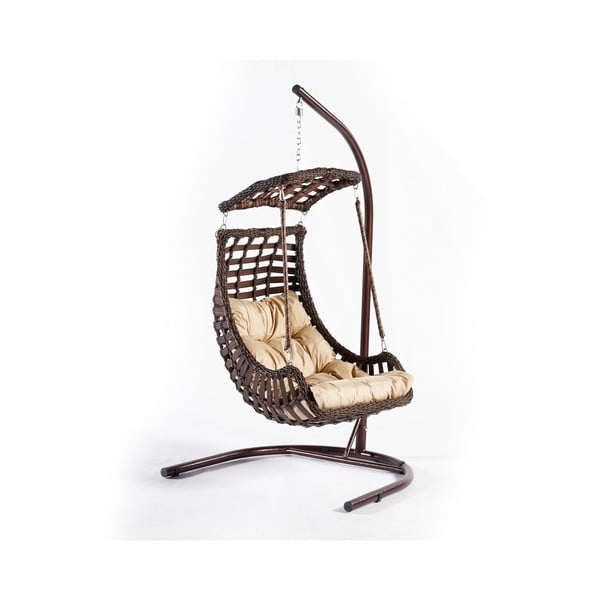 Brūns rotangpalmas dārza piekaramais krēsls Alacati – Floriane Garden-image-2