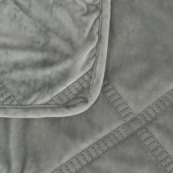 Dūmakaini zaļš samta stepēts gultas pārklājs 230x260 cm – Ixia-image-1