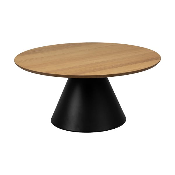 Melns/dabīga toņa apaļš žurnālgaldiņš ar ozolkoka imitācijas galda virsmu ø 85 cm Soli – Actona-image-3