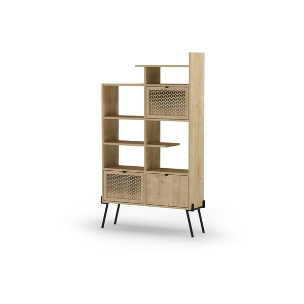 Dabīga toņa grāmatplaukts ar ozolkoka imitāciju 95x170 cm Ecrin – Marckeric-image-4