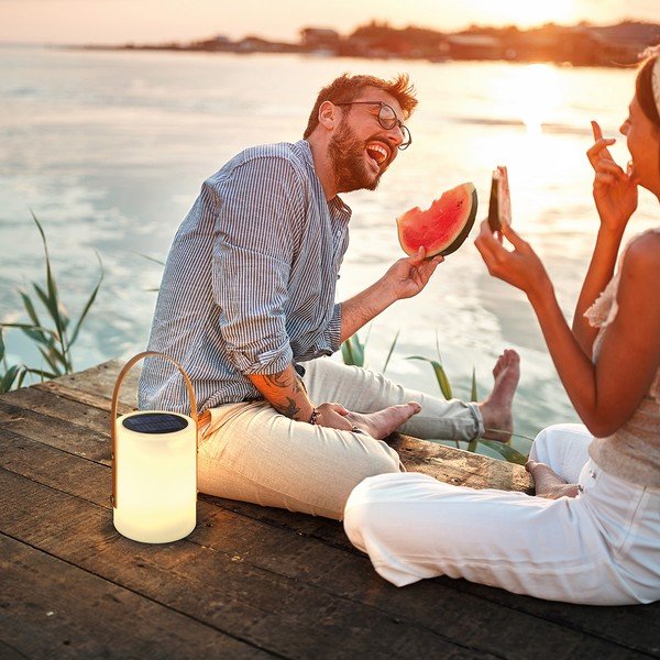 Balta/brūna LED galda lampa (augstums 34 cm) Bari – Fischer & Honsel-image-1