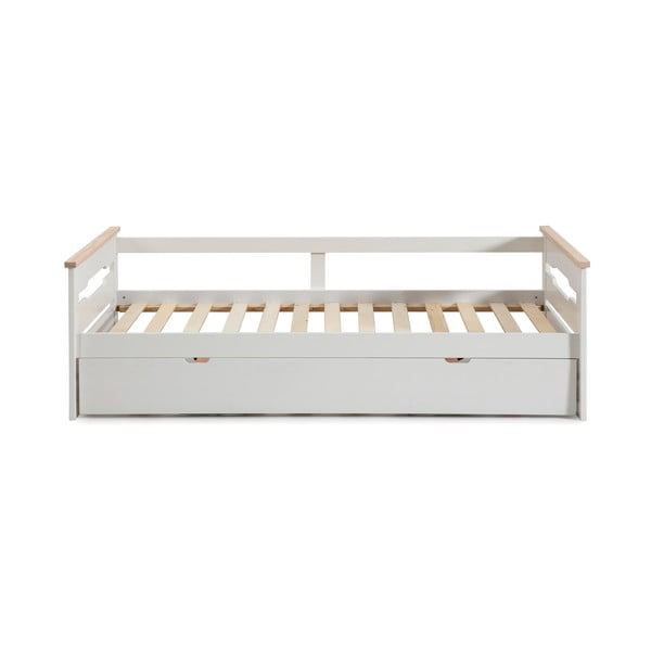 Balta bērnu priedes koka gulta ar izvelkamo gultu 90x190 cm Elisa – Marckeric