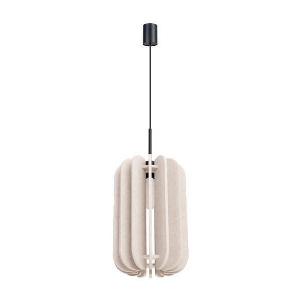 Bēša metāla piekaramā lampa ar auduma abažūru ø 27 cm Elom – Sollux