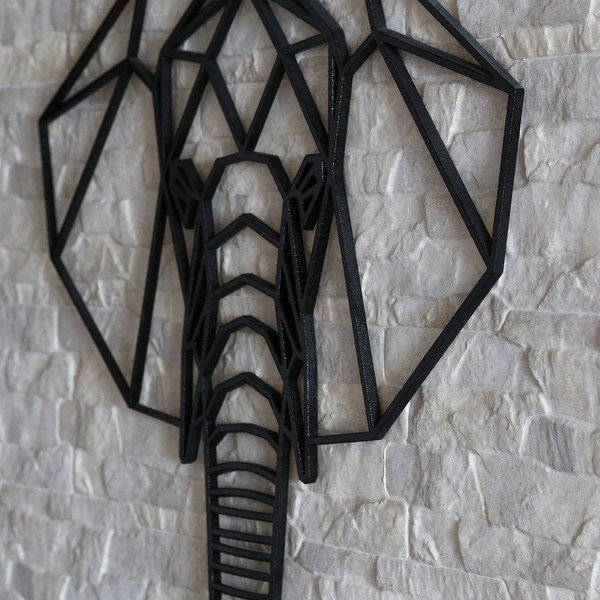 Melns sienas dekors Elephant, 39 x 65 cm-image-1