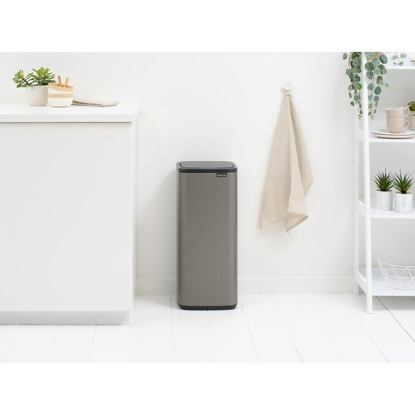 Pelēka ar pieskārienu atverama tērauda atkritumu tvertne 30 l Bo Touch – Brabantia-image-1
