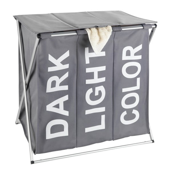 Pelēks trīskāršais veļas grozs Wenko Trio, 118 l-image-1