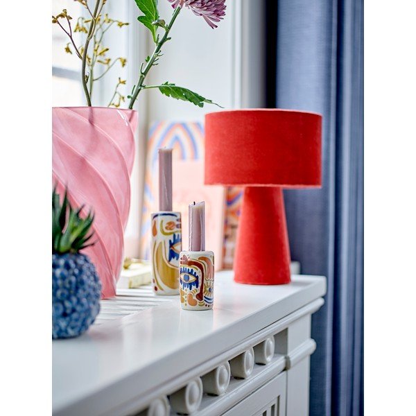 Sarkana galda lampa ar auduma abažūru (augstums 30 cm) Emmie – Bloomingville-image-1