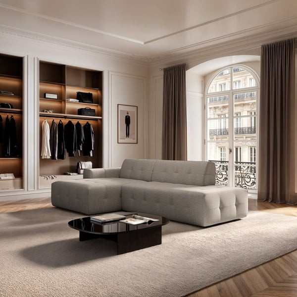 Gaiši brūns stūra dīvāns (ar kreiso stūri/ar zvilni) Tuil – Rodier-image-1