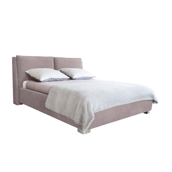 Gaiši rozā divguļamā gulta Mazzini Beds Vicky, 180 x 200 cm