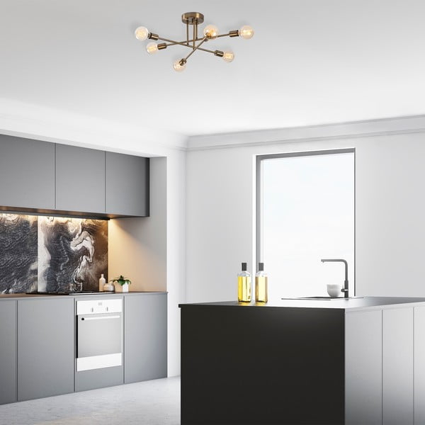 Zelta krāsas griestu lampa 64x64 cm Flower – Opviq lights-image-1