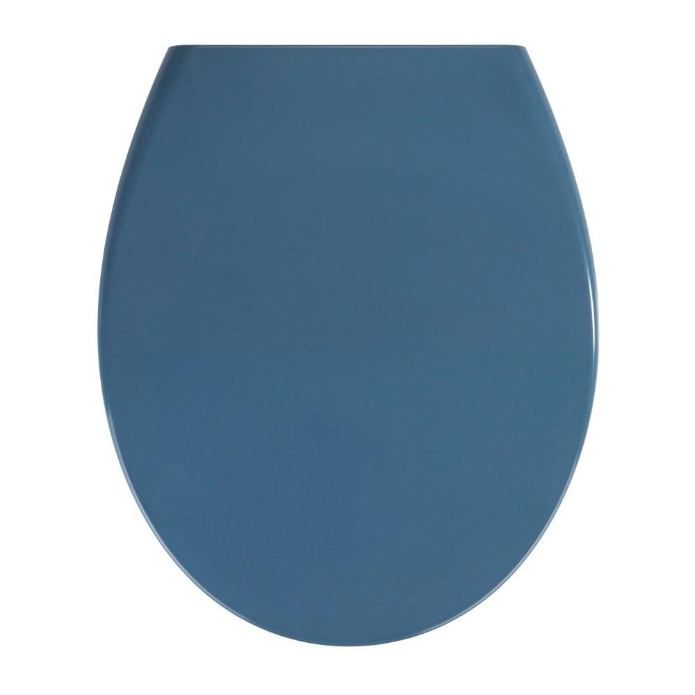 Tumši zils viegli aizverams tualetes poda sēdeklis Wenko Samos, 44,5 x 37,5 cm