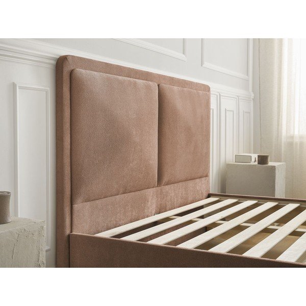 Dūmakaini rozā polsterēta polsterēta divvietīga gulta ar redelēm 180x200 cm Mara – Bobochic Paris-image-4