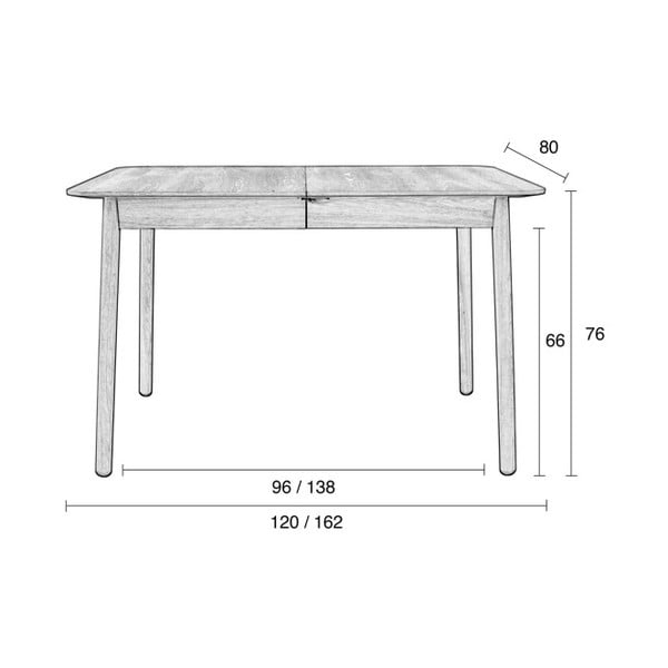 Melns izvelkams ēdamgalds Zuiver Glimps, 120 x 80 cm-image-3