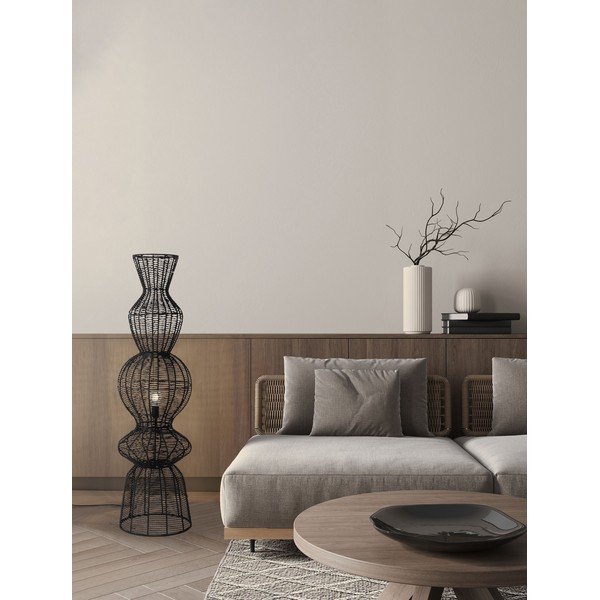 Matēti melna no virves stāvlampa (augstums 136 cm) Breena – Nova Luce-image-1