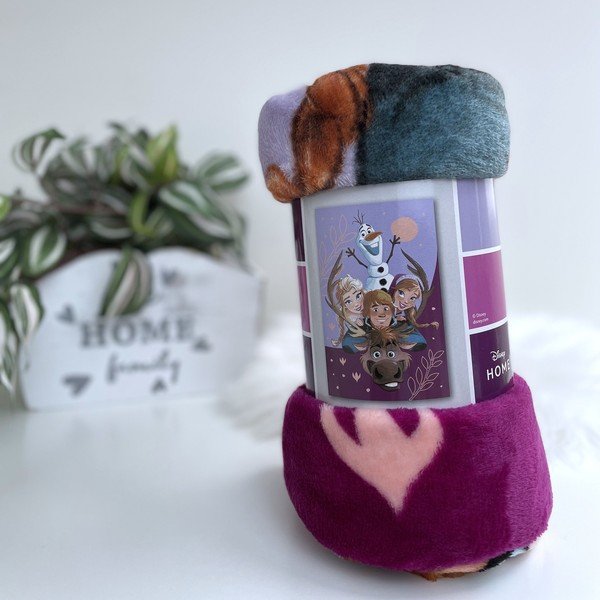 Violeta mikroplīša bērnu sega 100x150 cm Frozen Family – Jerry Fabrics-image-1