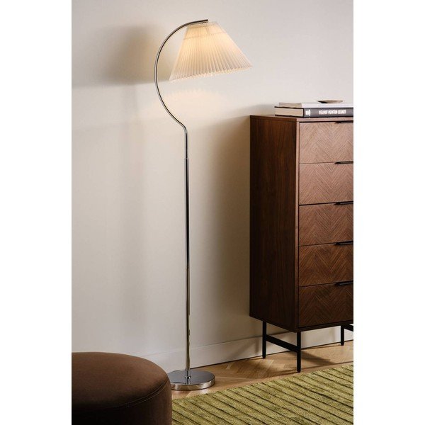 Balta/spīdīgas sudraba krāsas tekstila stāvlampa (augstums 165 cm) Celie – Jotex-image-1